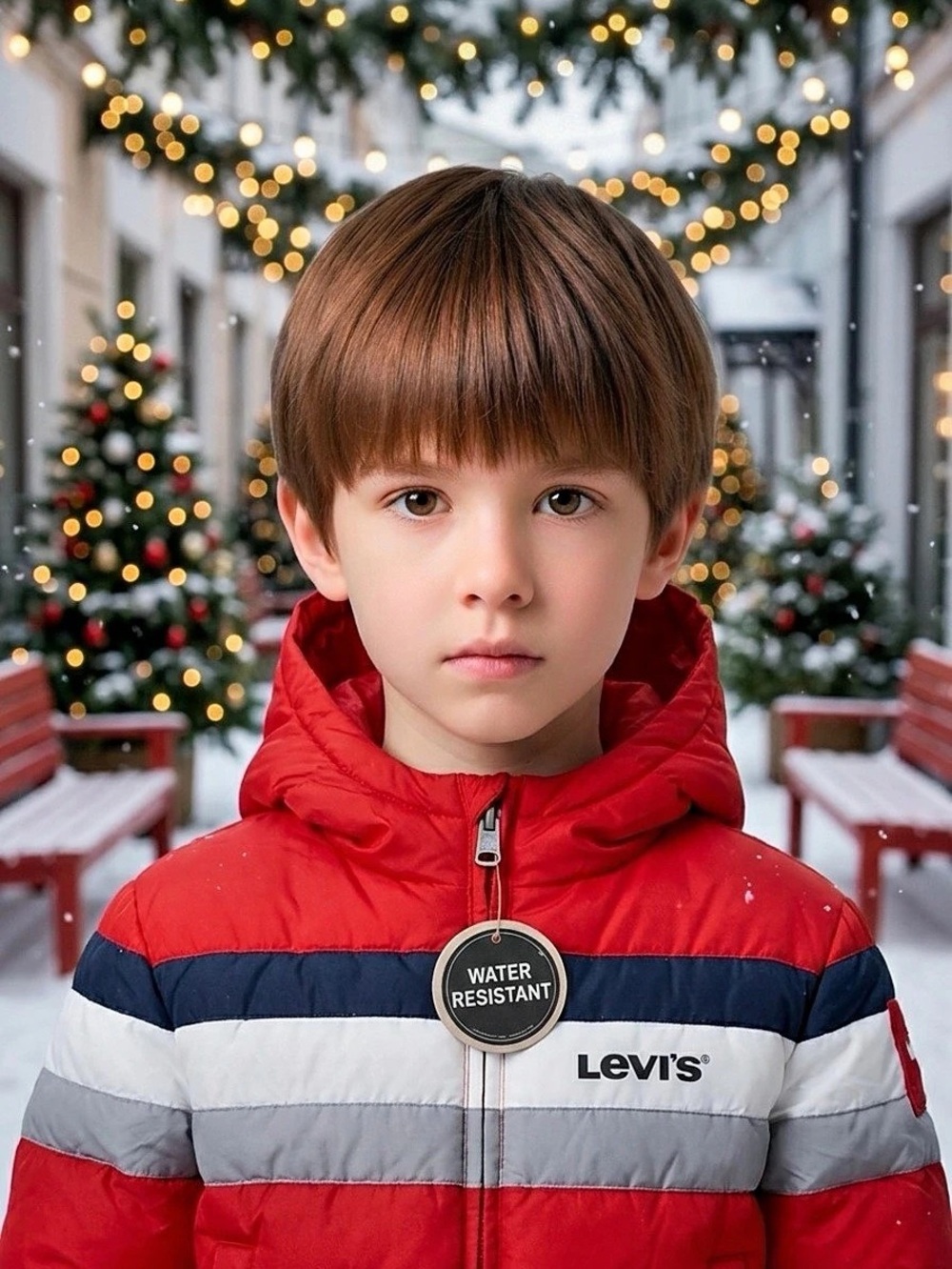 Levi's Toddler 2T Hooded Puffer Coat Jacket Full Zip Water Resistant Colorblock
